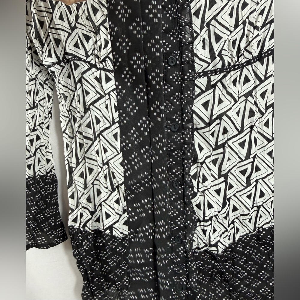 Sunny Leigh Boho Tie Front Blouse Bell Sleeve Whimsygoth Top Medium - Picture 5 of 8